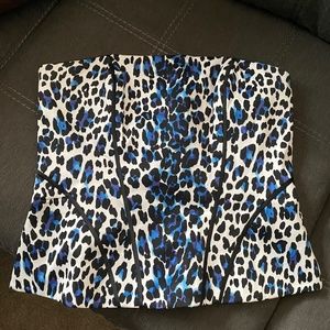 Blue leopard corset top.